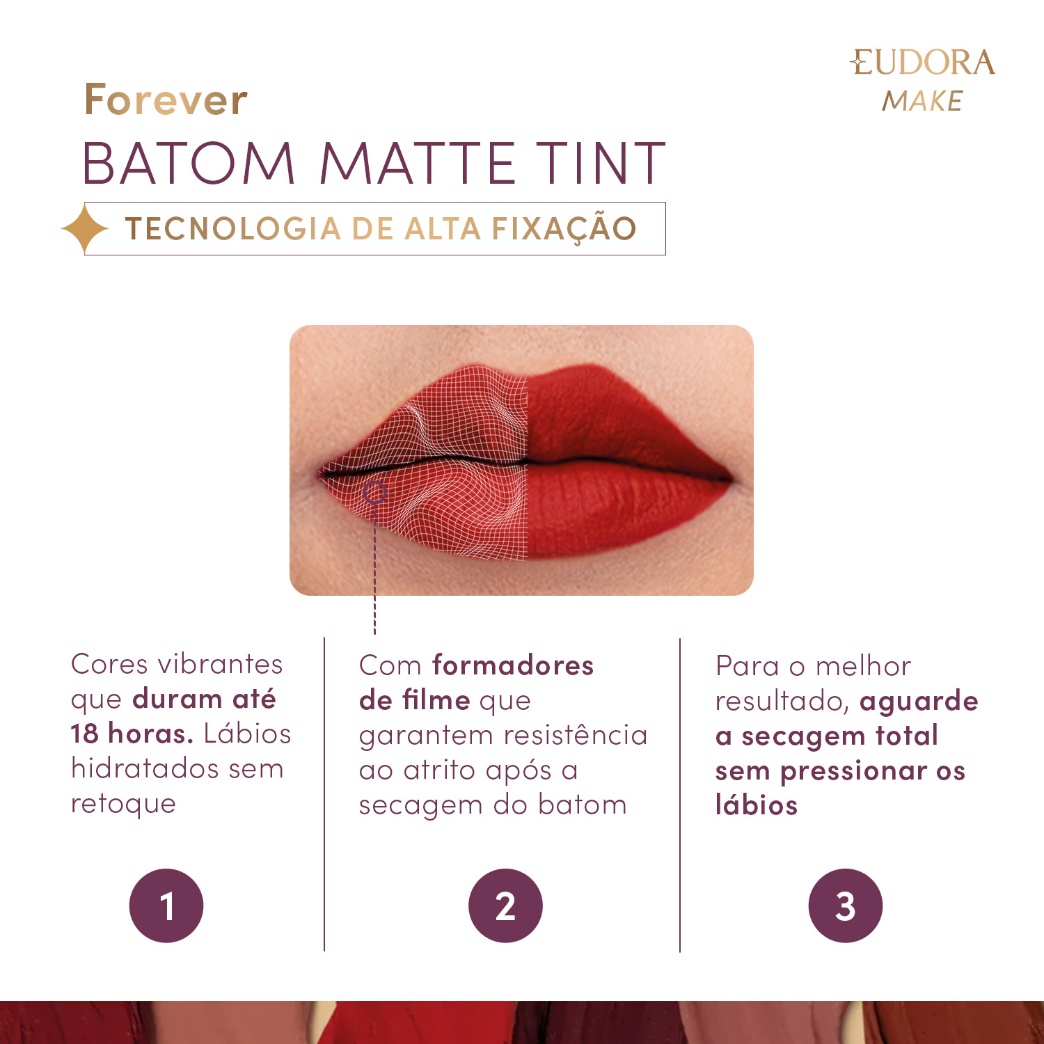 Batom Líquido Marrom Nude Icônico Eudora Make Forever Matte Tint 4ml