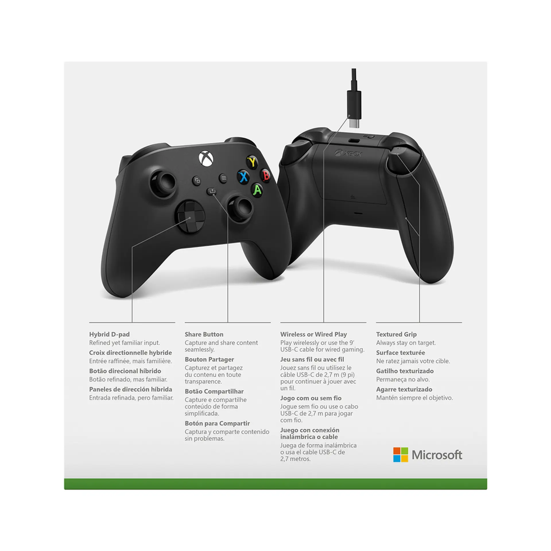 Controle Xbox Series sem Fio com Cabo USB-C Bluetooth 1V8-00013 - Preto