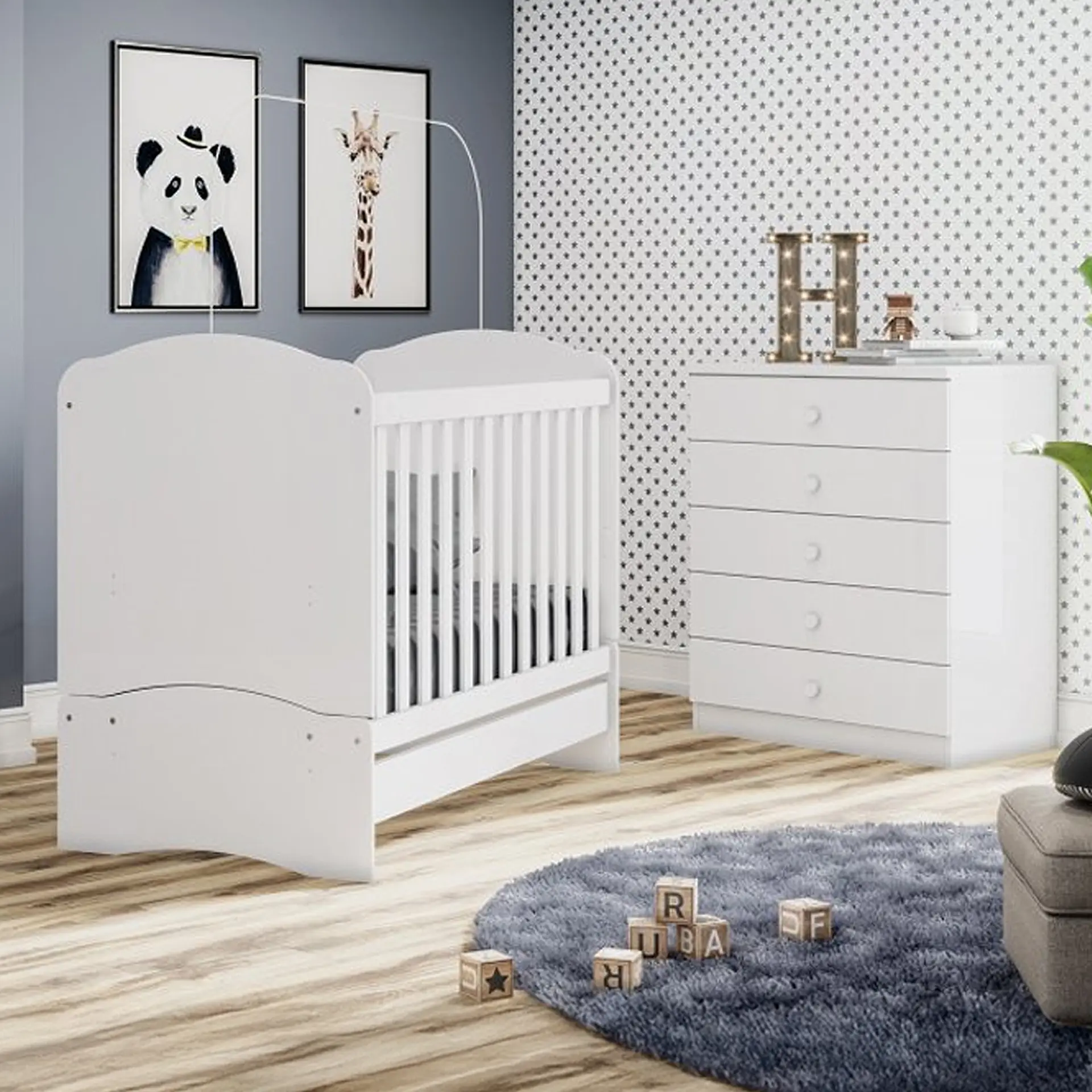 Quarto Infantil 2 Peças MDP MDF Henn Bala de Menta - Branco