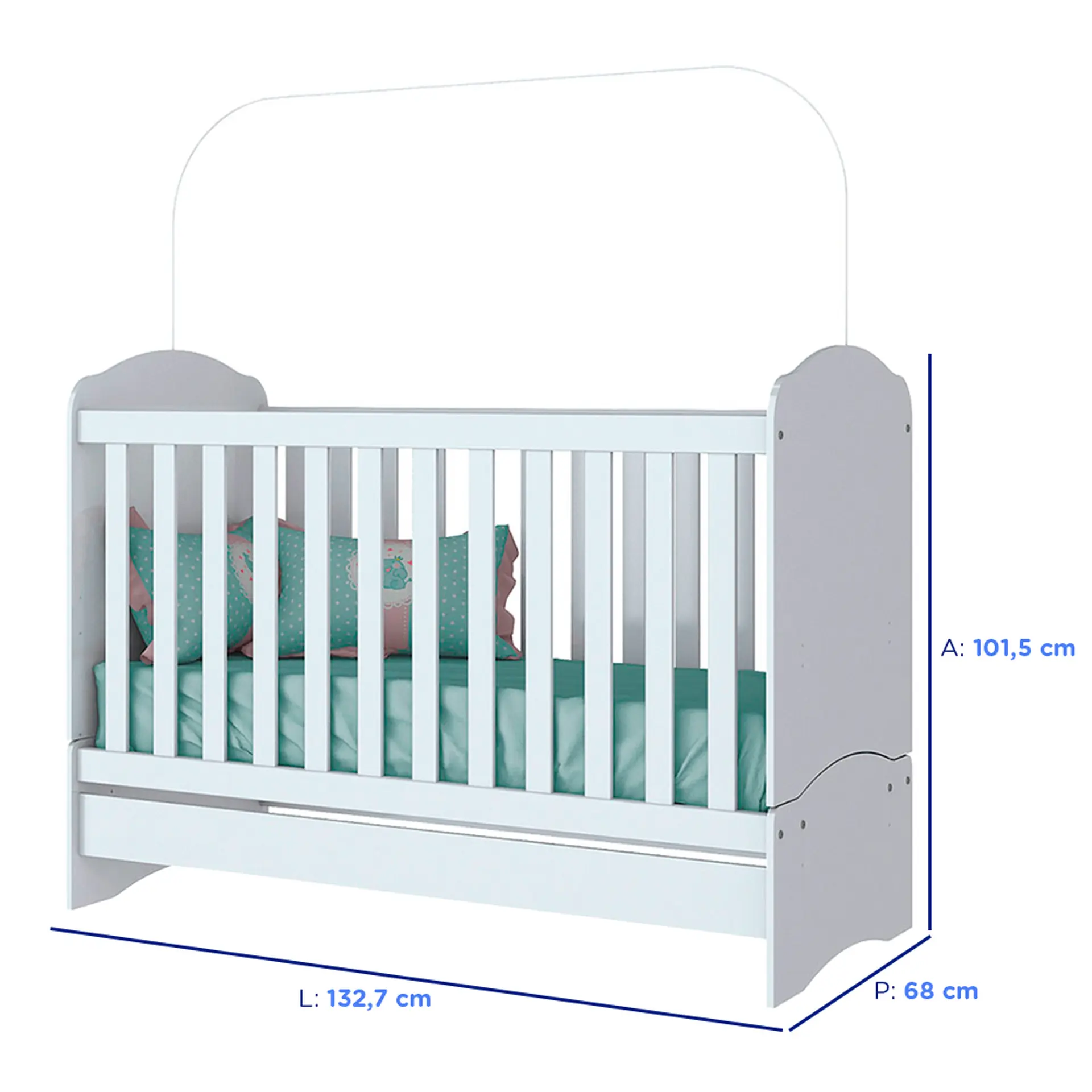 Quarto Infantil 2 Peças MDP MDF Henn Bala de Menta - Branco