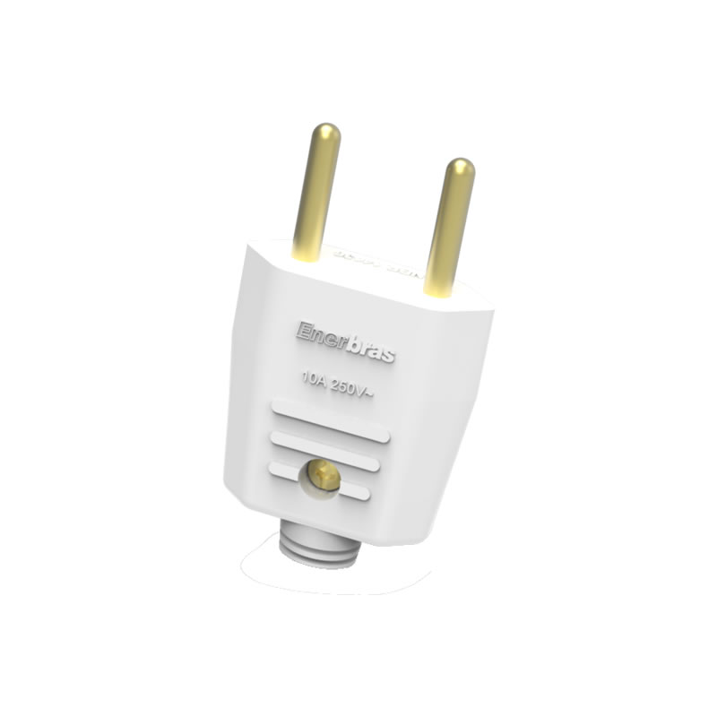 Plug Macho Enerbras 2 Pinos Redondo 10A Branco 003EB Unitário