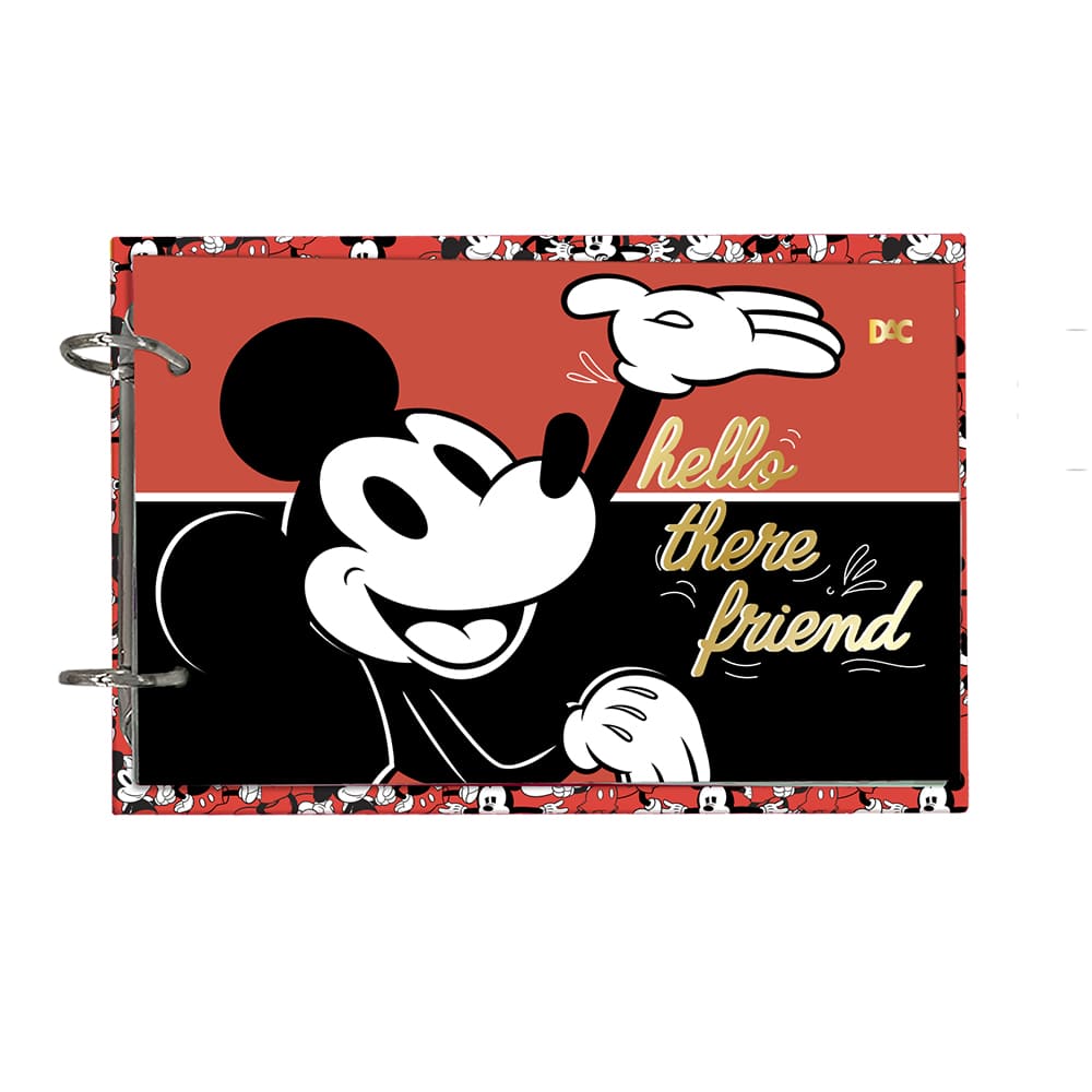Mini Fichario DAC Disney Mickey com Capa em PVC Cristal e 80 folhas 90gr