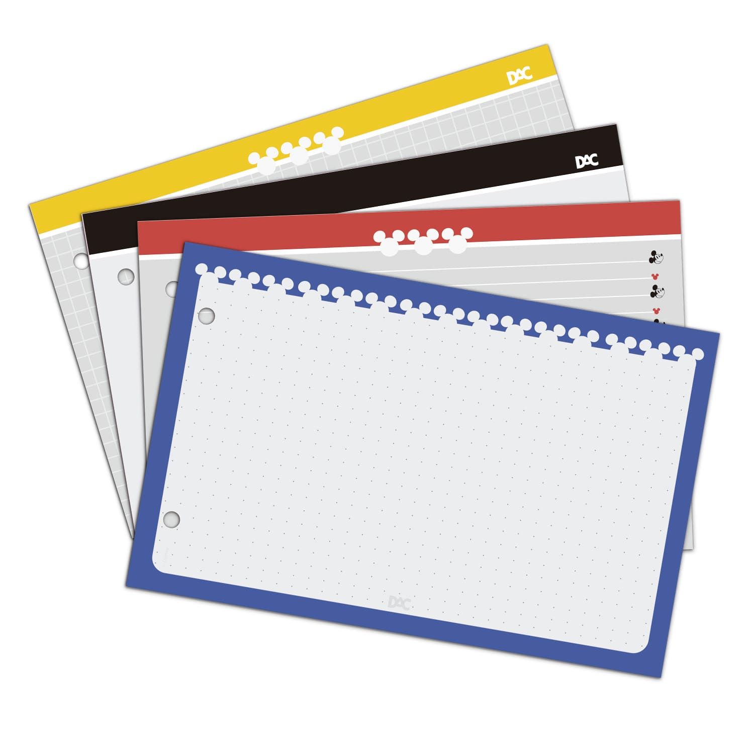 Mini Fichario DAC Disney Mickey com Capa em PVC Cristal e 80 folhas 90gr