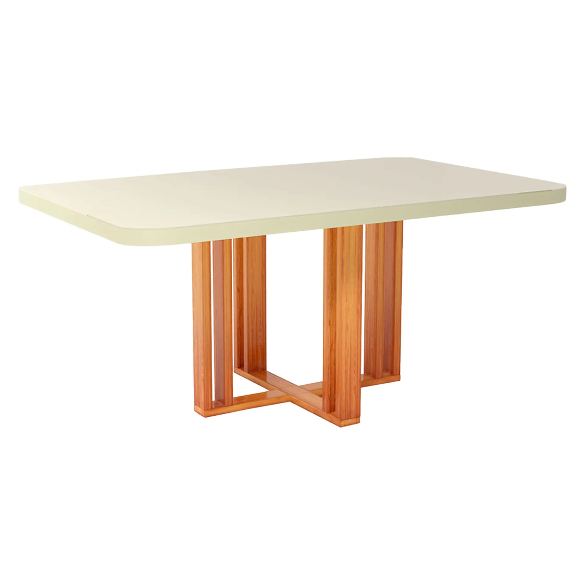 Conjunto de Mesa 4 Cadeiras Tampo MDF e Vidro Ghaia Bom Pastor - Naturale Off