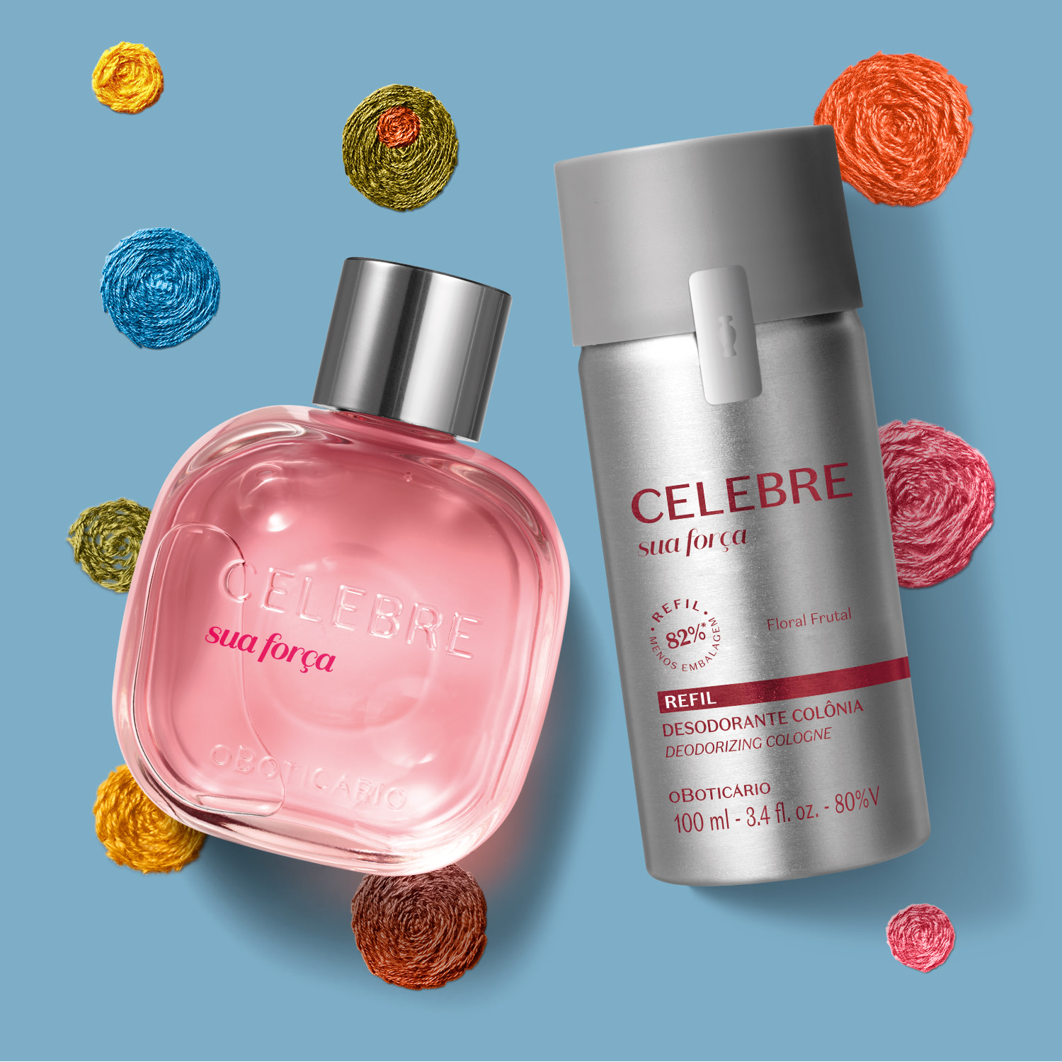 Combo Celebre Sua Força Feminino: Desodorante Colônia 100ml + Refil 100ml