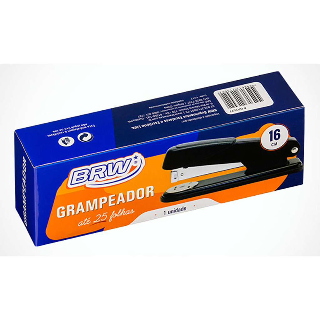Grampeador de Mesa Metal 25 Folhas Preto BRW - Unitário - GP2077