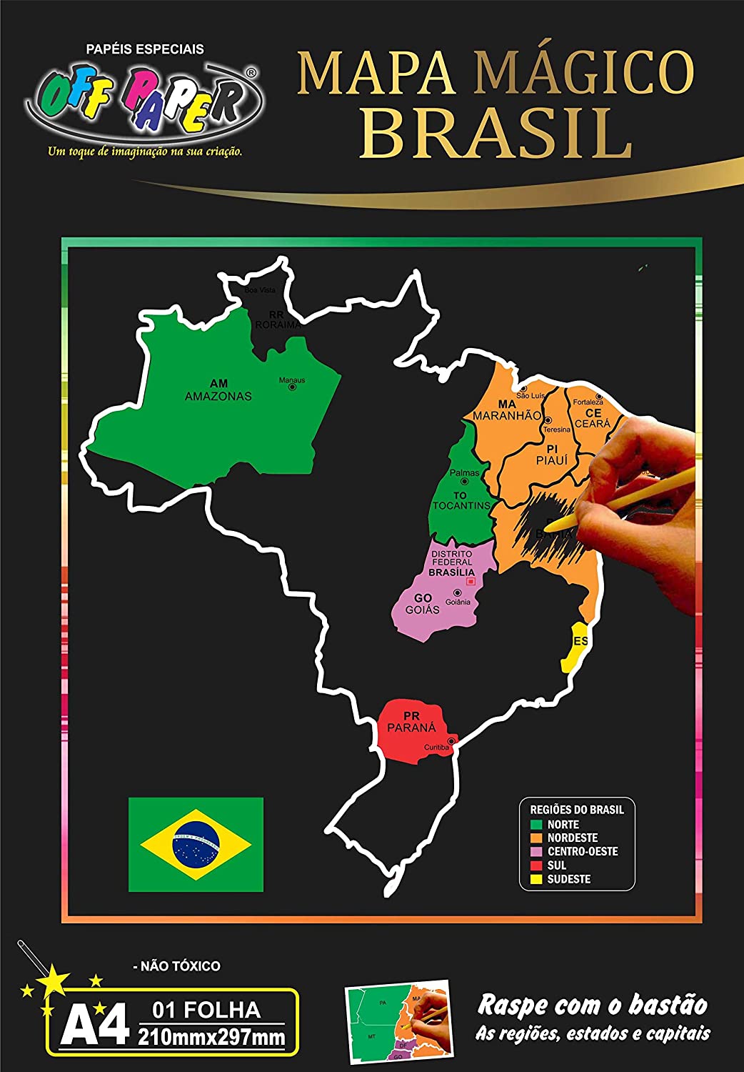Mapa Magico do Brasil Off Paper com Bastão