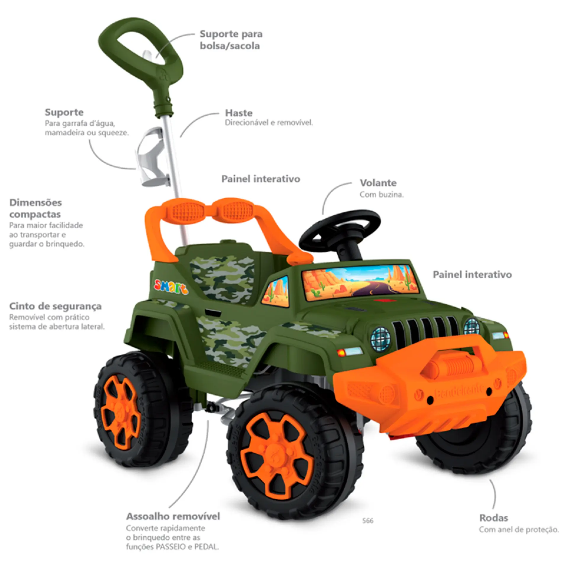 Carro de Passeio a Pedal Infantil Bandeirante Banjipe com Buzina