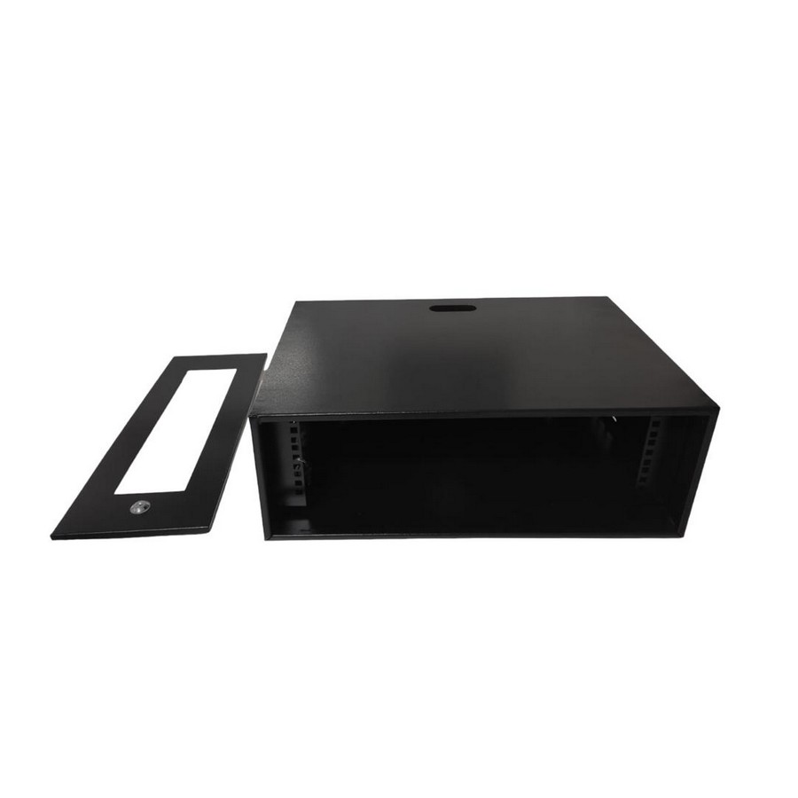 Mini Rack Parede 3U x 300mm 19 Polegadas Preto Economic Fibra Metal MRE3X300