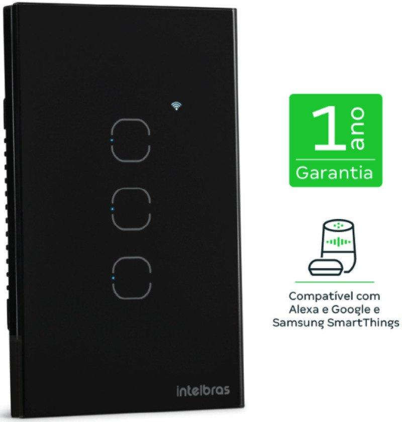Interruptor Inteligente Wi-Fi Touch 3 Teclas EIW 1003 Preto Intelbras
