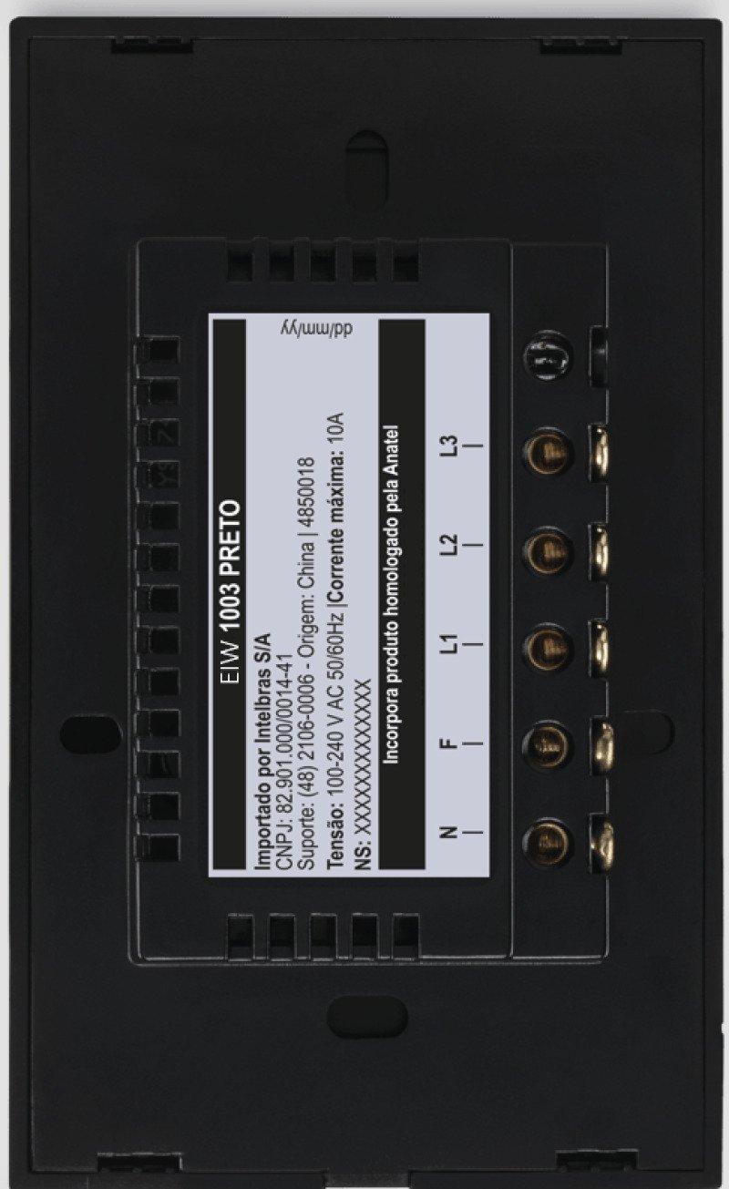 Interruptor Inteligente Wi-Fi Touch 3 Teclas EIW 1003 Preto Intelbras