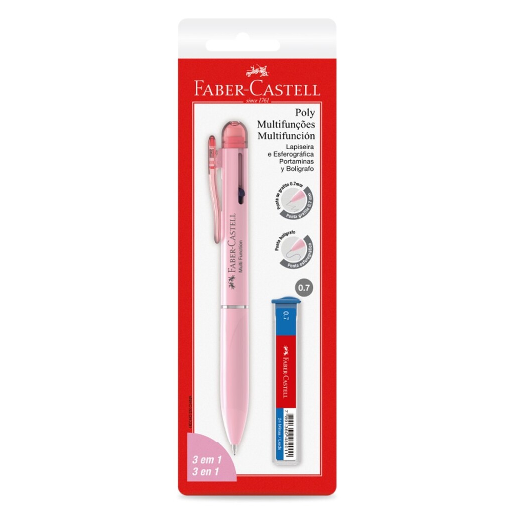 Lapiseira 0.7mm + Caneta Esferográfica Retrátil 2 Cores - Faber Castell - Unitário - SM/07L31RS