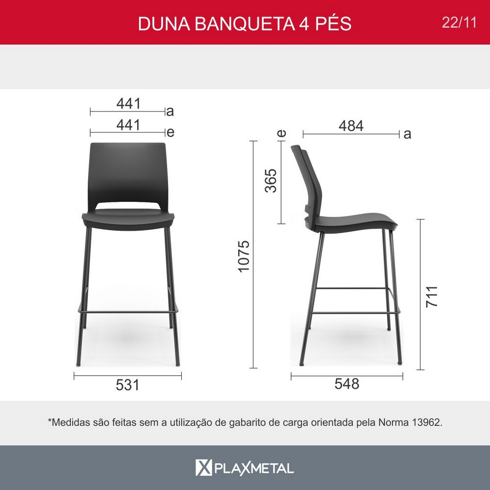 Banqueta Trapezoidal Alta Duna Preto Plaxmetal 9000411300