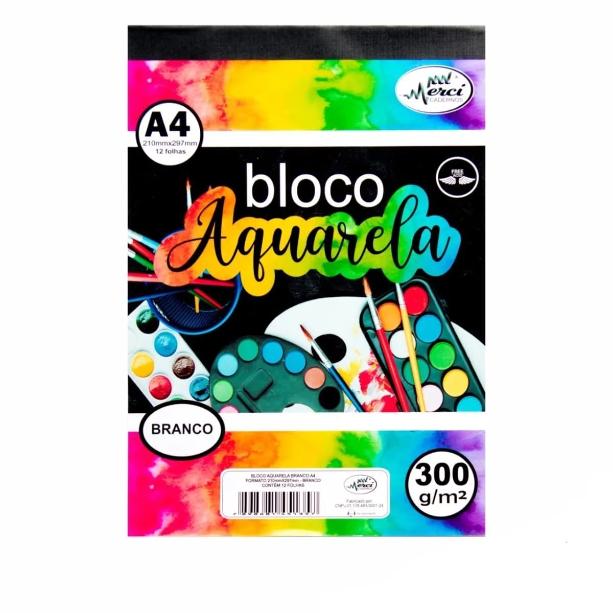 Bloco Desenho Aquarela Merci A4 12 Folhas