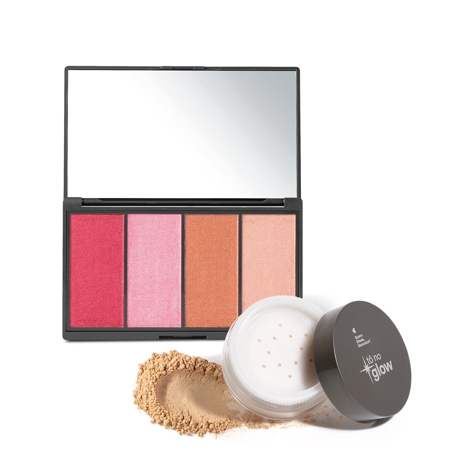 Combo Make Iluminada Tô No Glow Quem Disse, Berenice?: Paleta de Maquiagem Multifuncional 14,2g + Pó Solto Translúcido Cor 2 9g