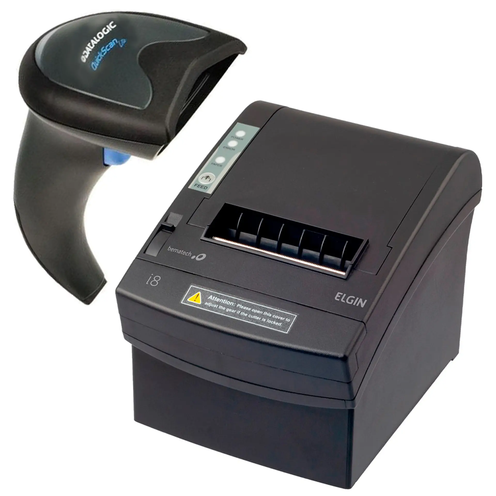 Impressora Térmica de Cupom i8 + Leitor de Código de Barras QW2100 Elgin - Preto