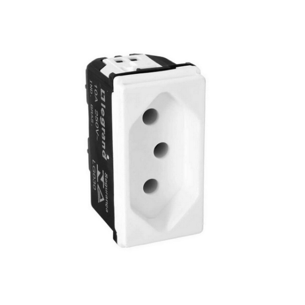 Tomada Módulo 2 Pinos + Terra 10A Pial PoP I Legrand Branco - LG030