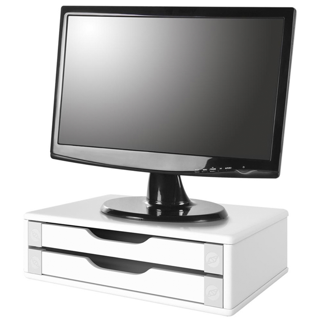 Suporte para Monitor MDF 2 Gavetas Branco Souza - 3340