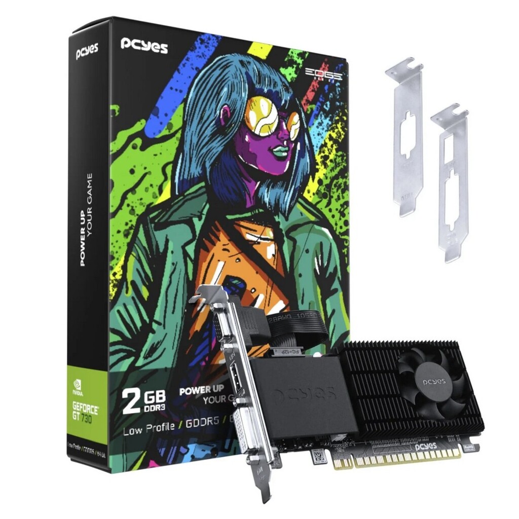 Placa de Video Pcyes GeForce GT730 2GB DDR5 64Bits HDMI DVI VGA PVGT730GB2PE