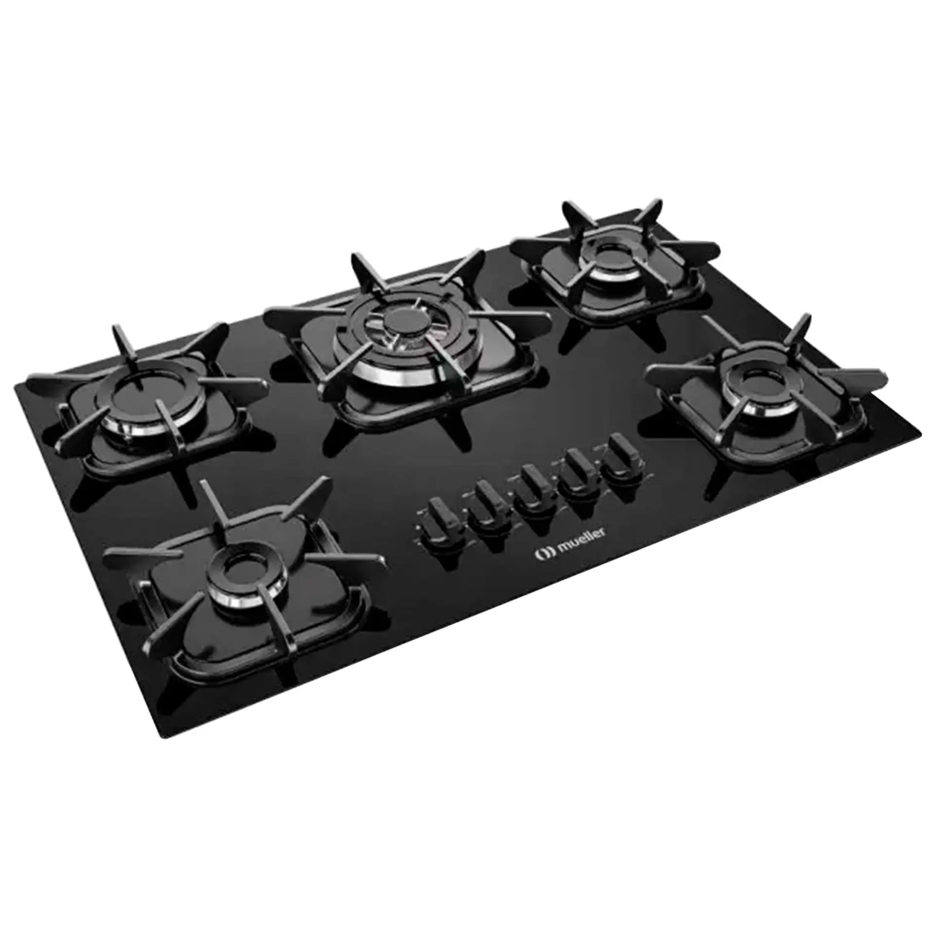 Cooktop a Gás Mueller 5 Bocas Superautomático Tripla Chama Mesa de Vidro - Preto - Bivolt