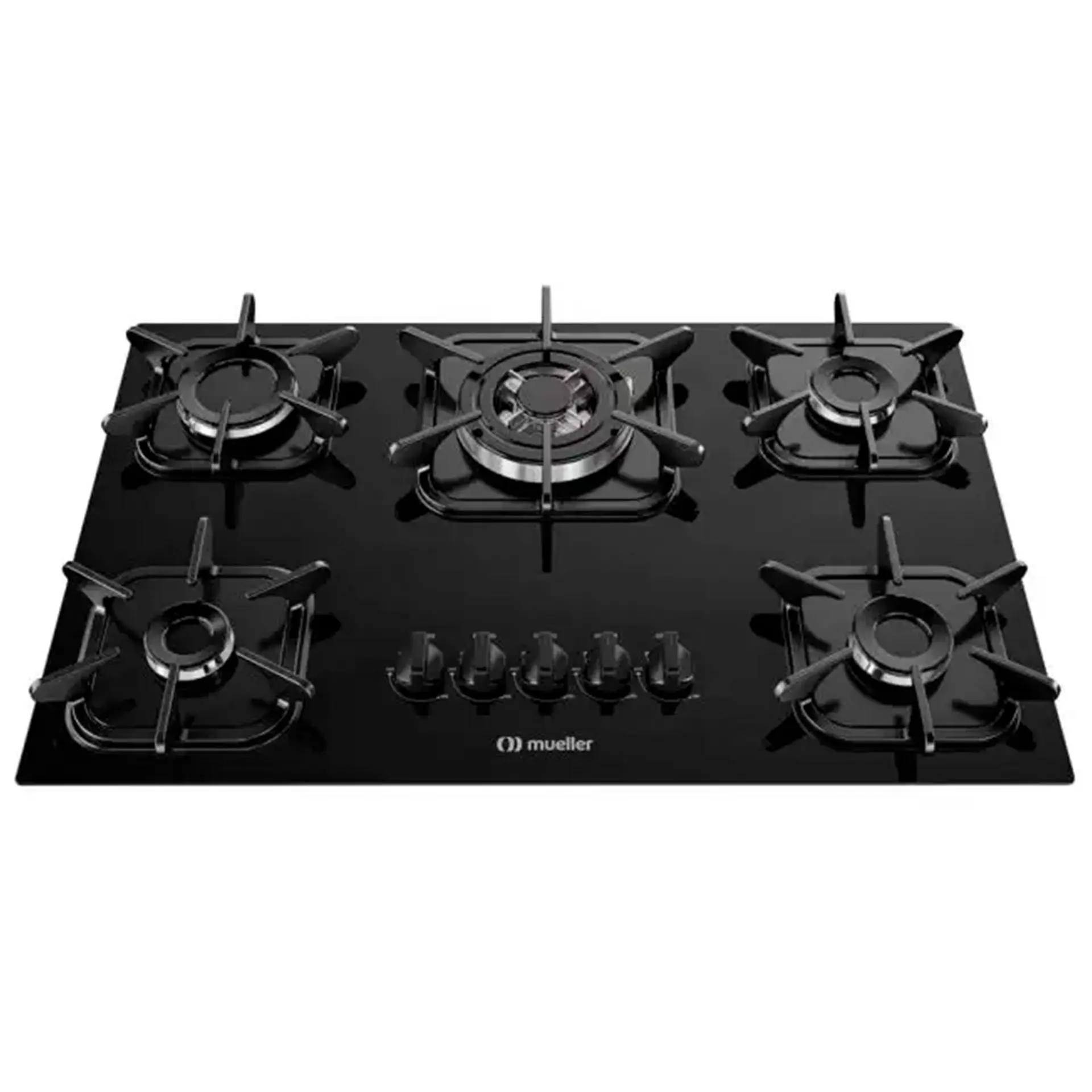 Cooktop a Gás Mueller 5 Bocas Superautomático Tripla Chama Mesa de Vidro - Preto - Bivolt