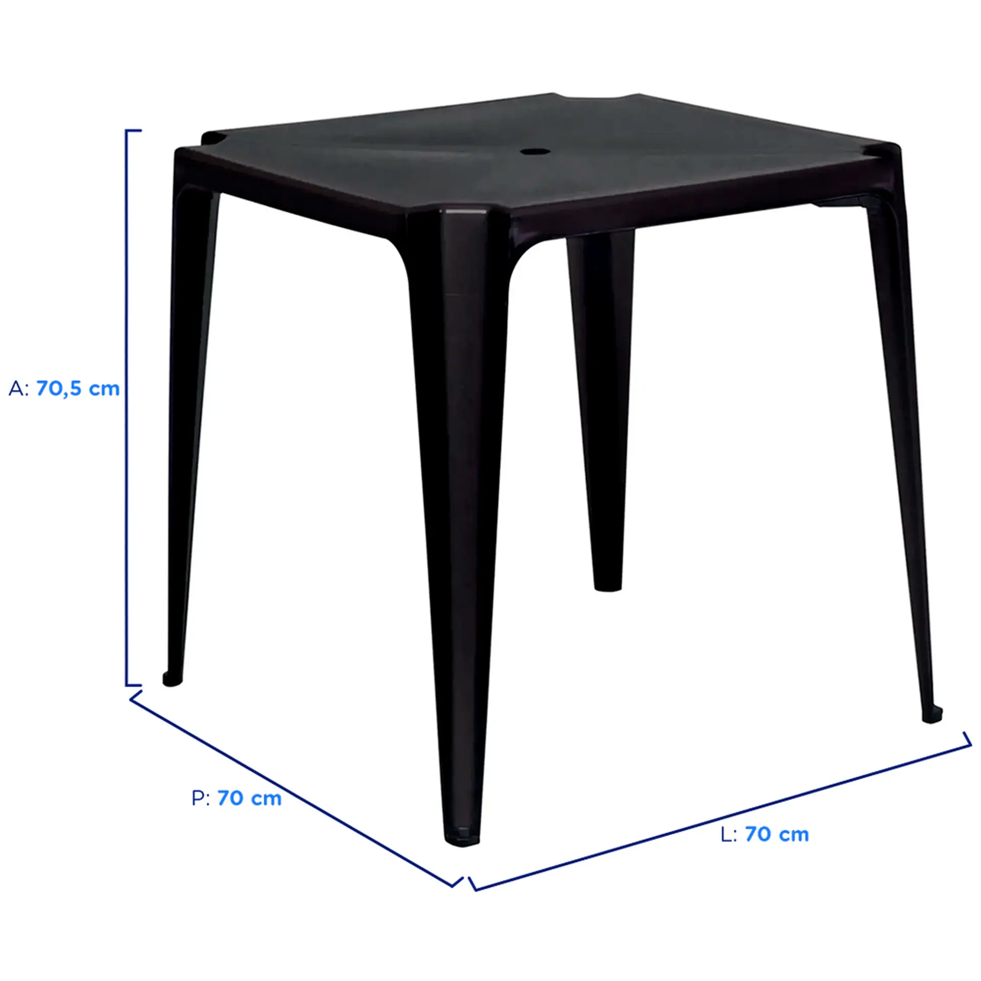 Mesa de Plástico Mor Suporta até 30kg - Preto