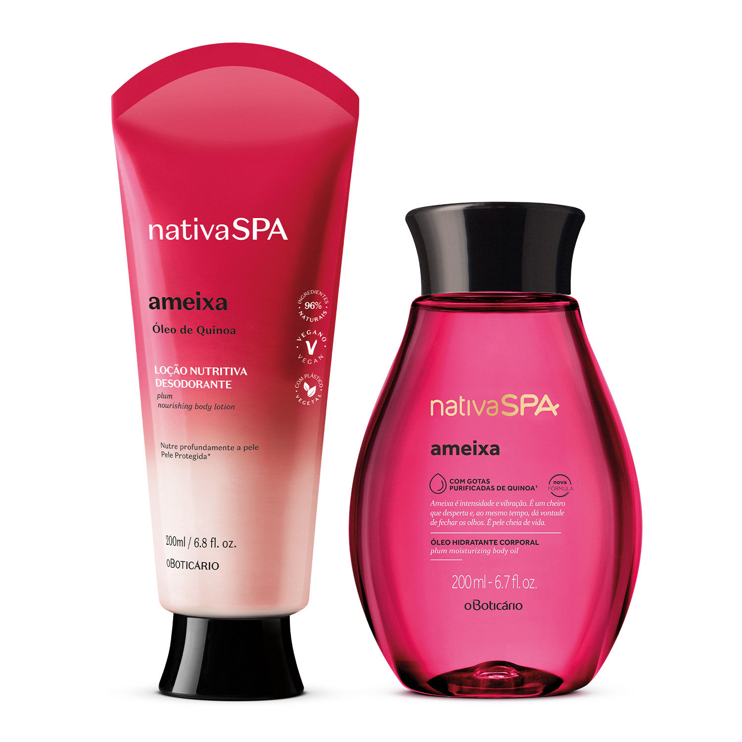 Combo Nativa Spa Ameixa: Loção Nutritiva Desodorante 200ml + Óleo Corporal 200ml