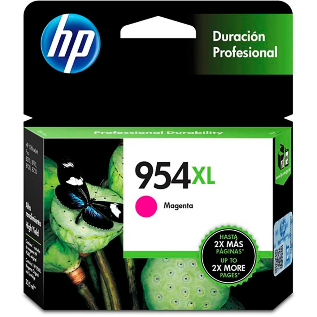 Cartucho de Tinta HP 954XL Magenta Original - L0S65AB - 1.600 páginas para 7740, 7720, 8710, 8720, 8730, 8210