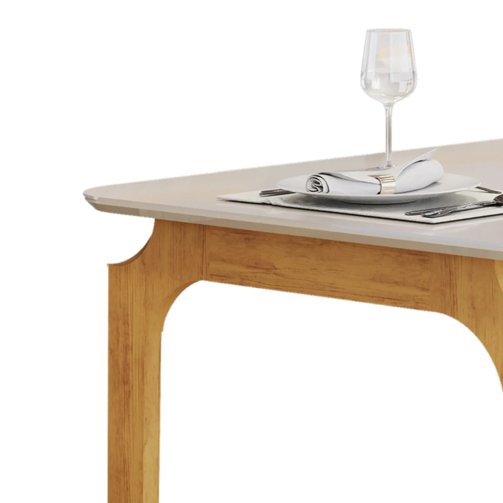 Conjunto de Mesa 6 Cadeiras Com Assento Estofado Marina DJ Móveis - Cedro/off-cedro/veludo creme