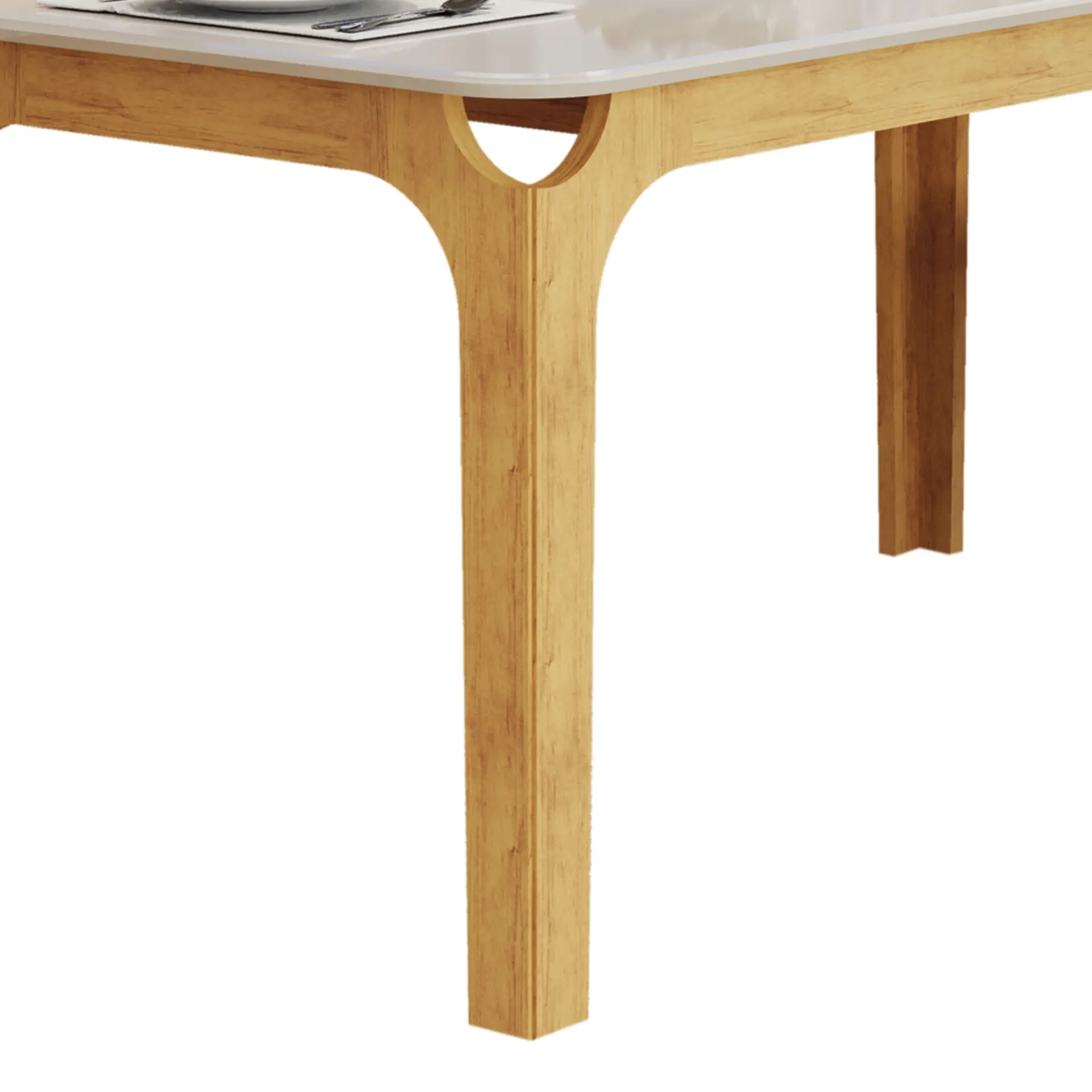Conjunto de Mesa 6 Cadeiras Com Assento Estofado Marina DJ Móveis - Cedro/off-cedro/veludo creme