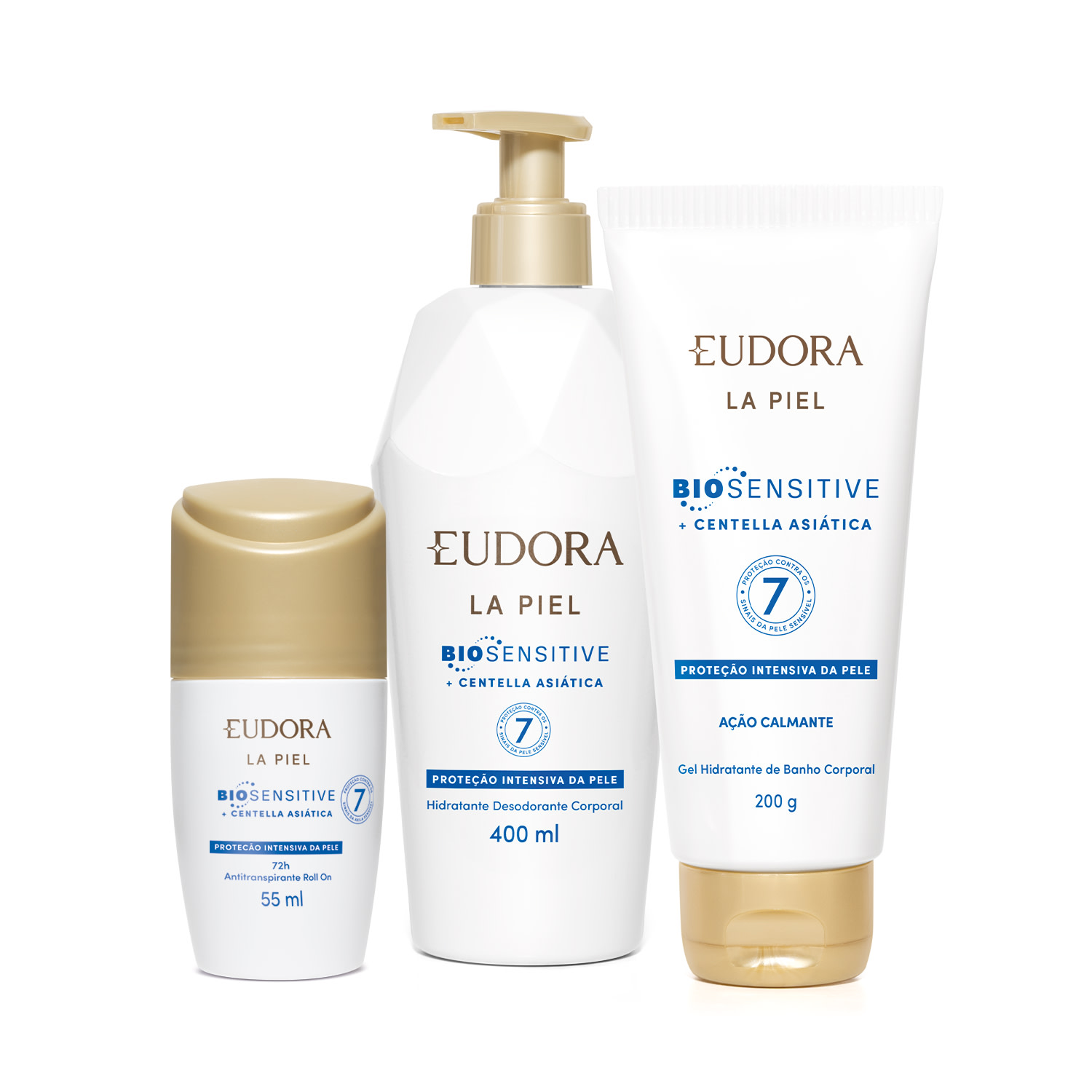 Combo La Piel Biosensitive: Hidratante Corporal 400ml + Gel de Banho 200g + Antitranspirante 55ml