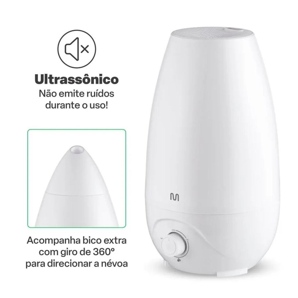 Umidificador de Ar Multilaser Easy Air Bivolt 2,6 Litros Branco - HC118