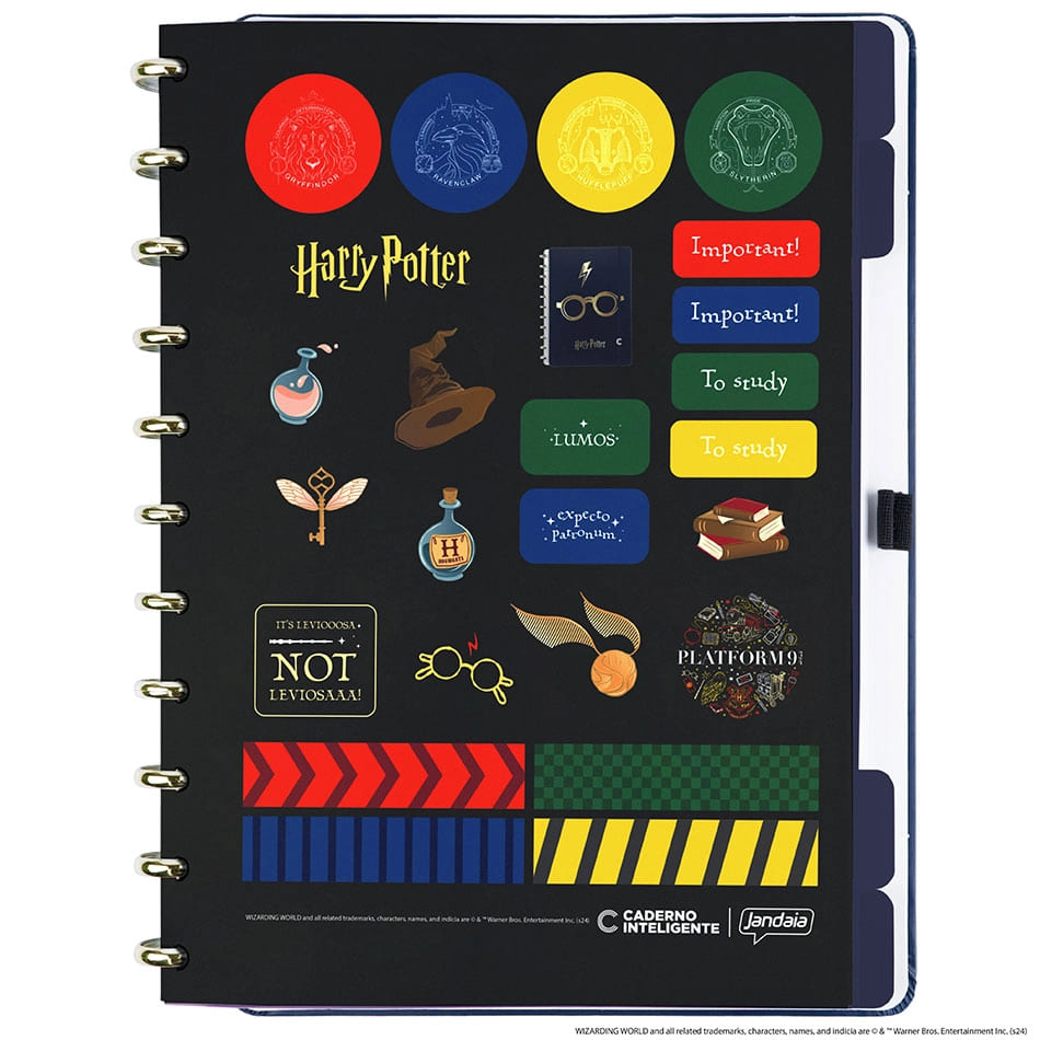 Caderno Inteligente Harry Potter Grande 60 Folhas com Pauta e 20 Folhas Lisas