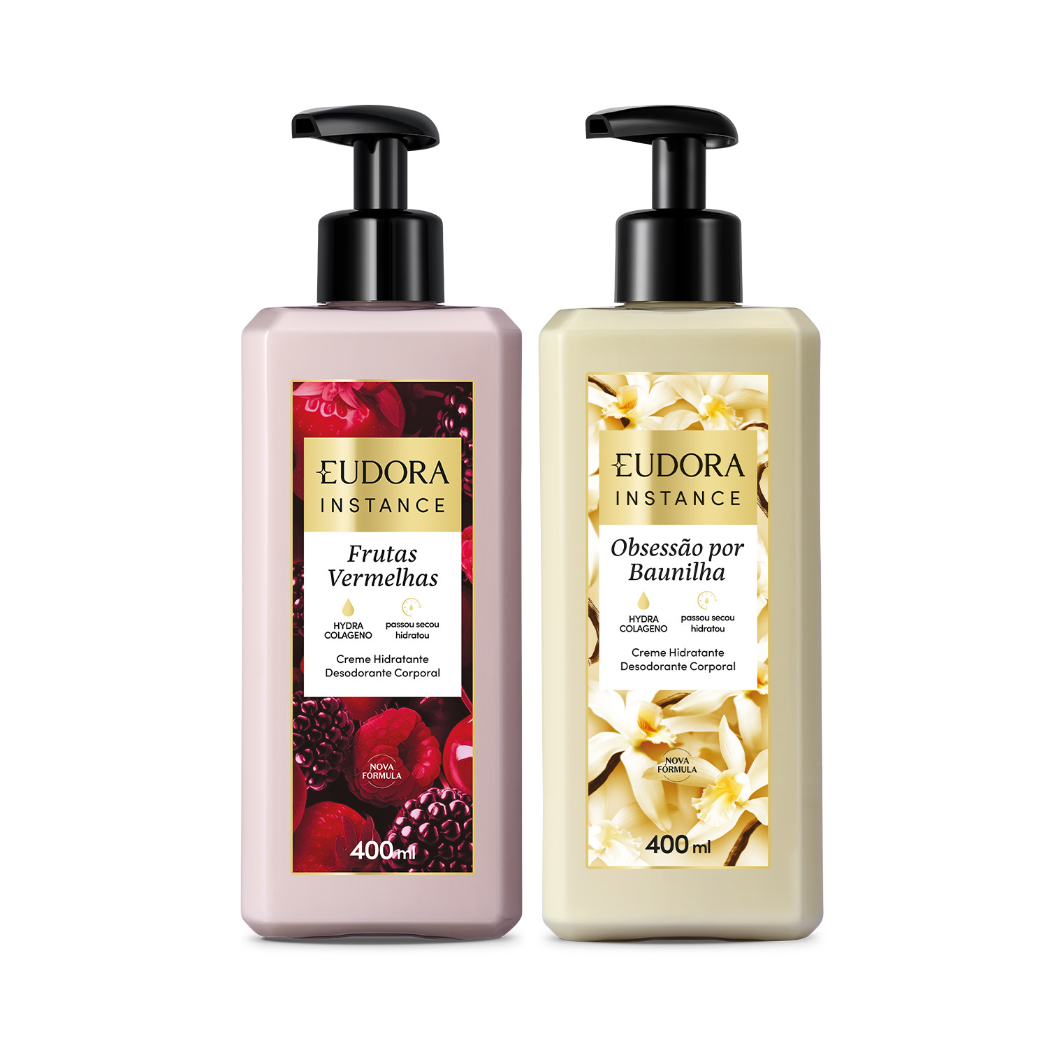 Combo Instance: Creme Hidratante Frutas Vermelhas 400ml + Creme Hidratante Obsessão por Baunilha 400ml