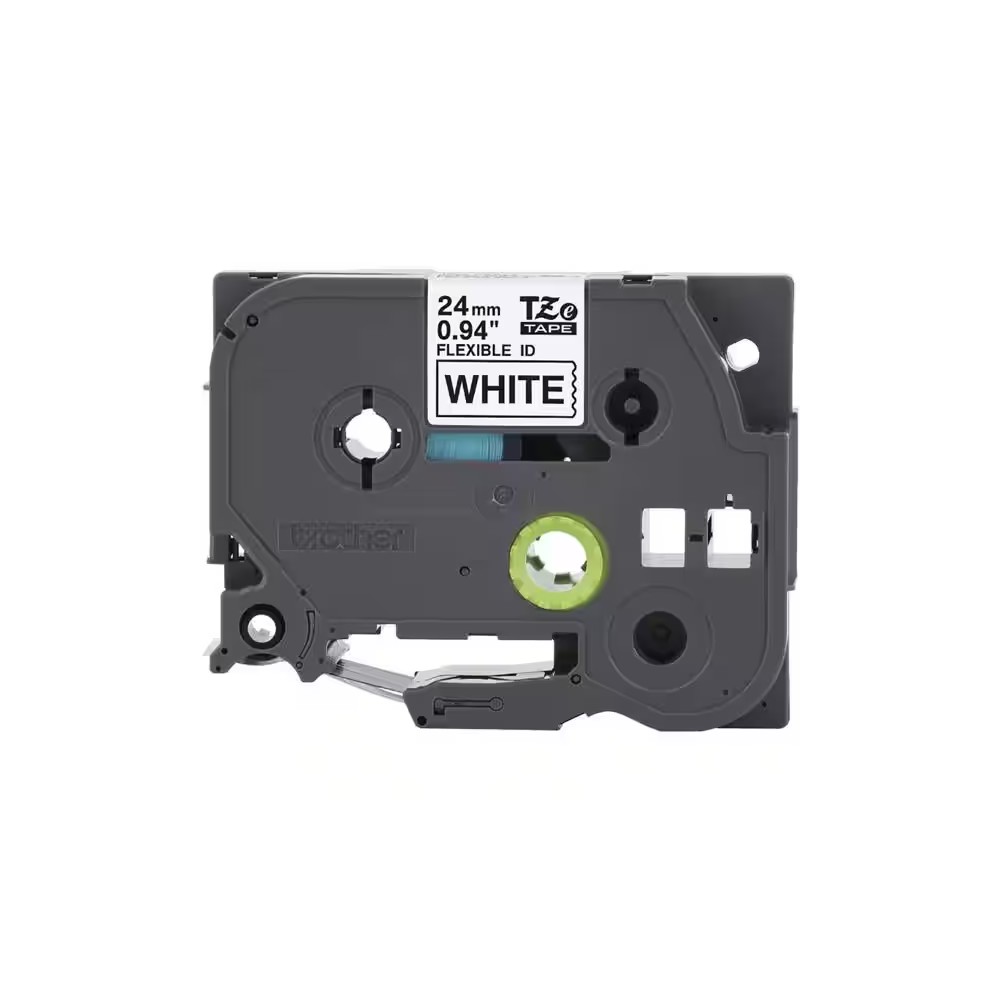 Fita Rotuladora Brother TZEFX251 Original Flexível 24mm 8m Preto no Branco