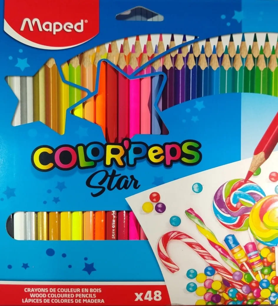 Lápis de Cor Maped 48X1 Grande Color Peps Cores Vivas e Vibrantes