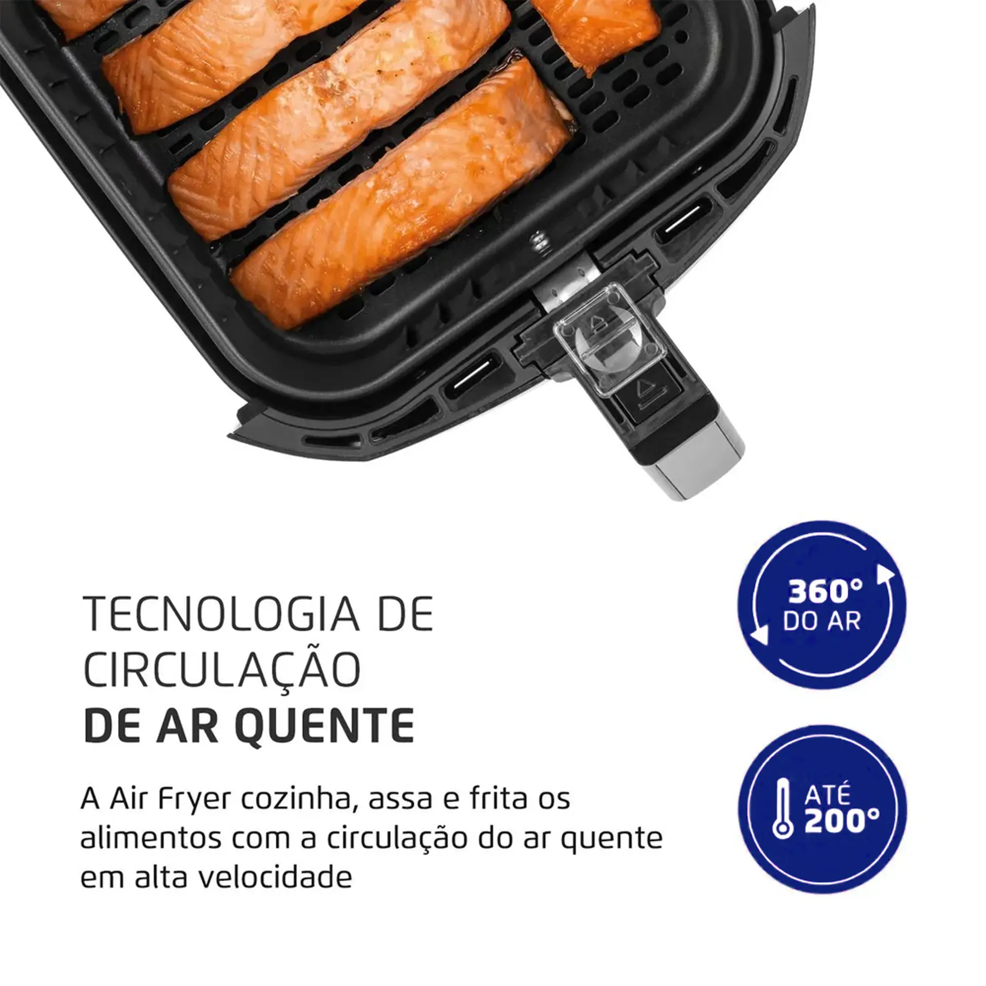 Fritadeira Elétrica Air Fryer Mondial Grand Family AFN-50 BI 5L 1900W Timer - Preto/Inox - 110 Volts