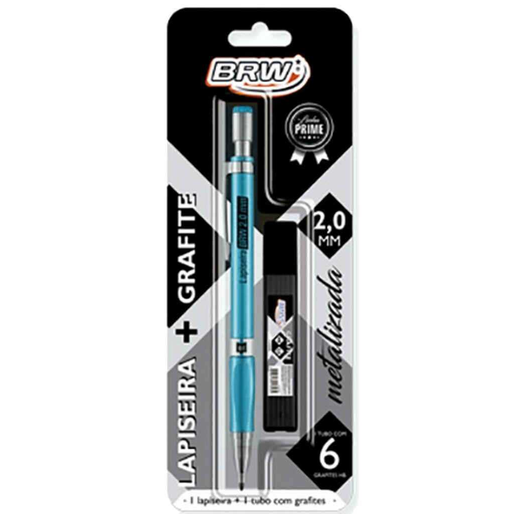 Lapiseira Técnica 2.0mm Metálica Azul Brw - com Grafite - LP2001