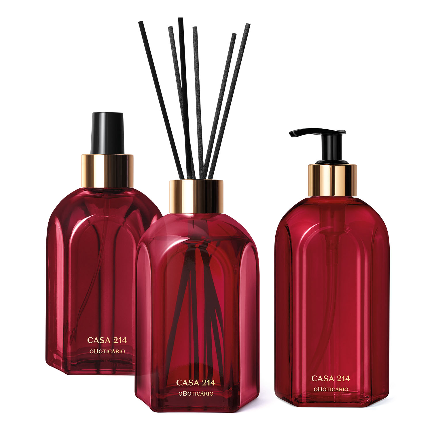 Combo Casa 214 Gardênia Imperial: Sabonete Líquido 400ml + Difusor de Ambiente com Varetas 250ml + Aromatizador de Ambiente em Spray 250ml