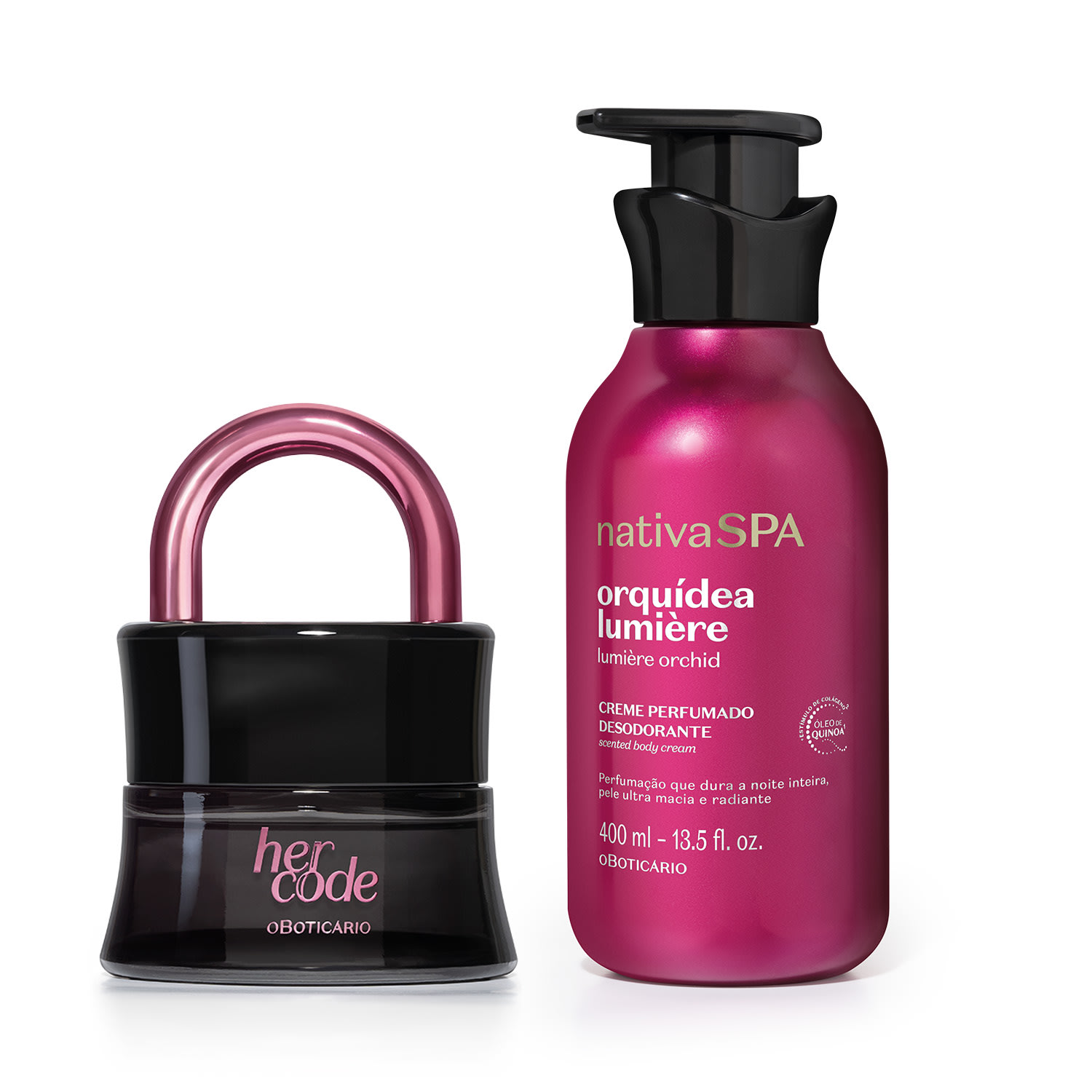 Combo Her Code Touch 50ml + Creme Perfumado Nativa Spa Orquídea Lumiére 400ml