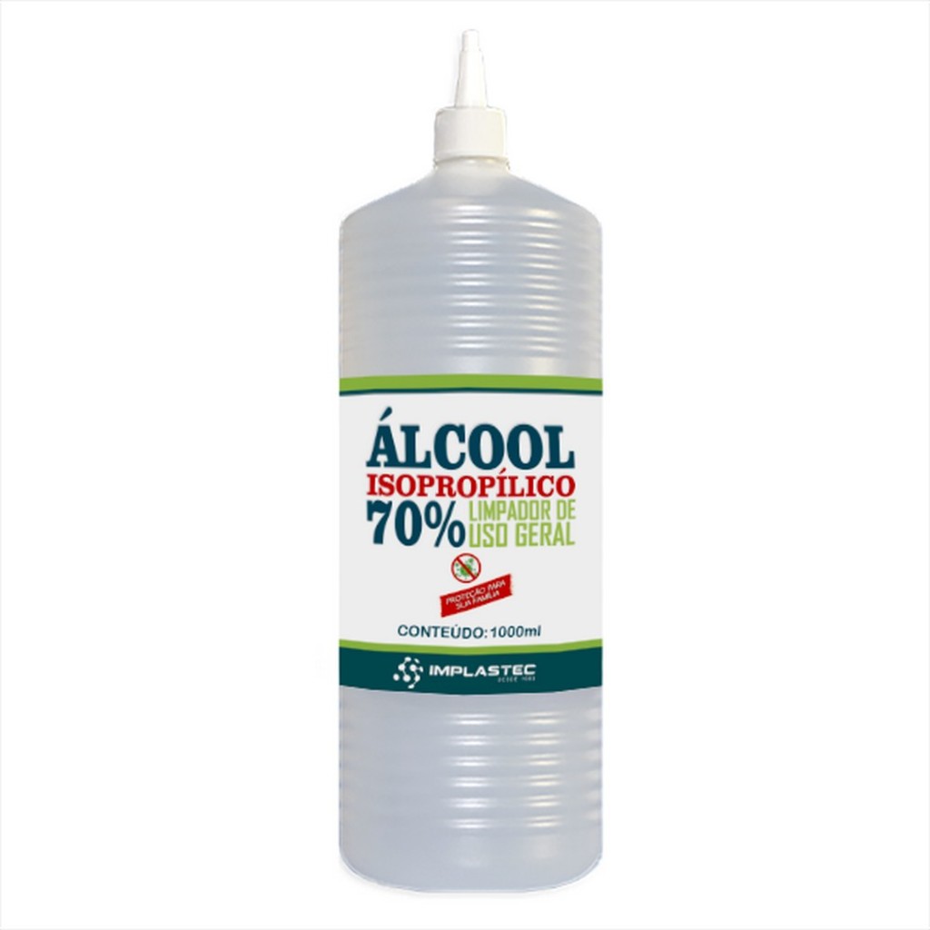 Álcool Isopropílico 70% Isopropanol 1000ml com Bico Aplicador - Implastec - PAIP70100018