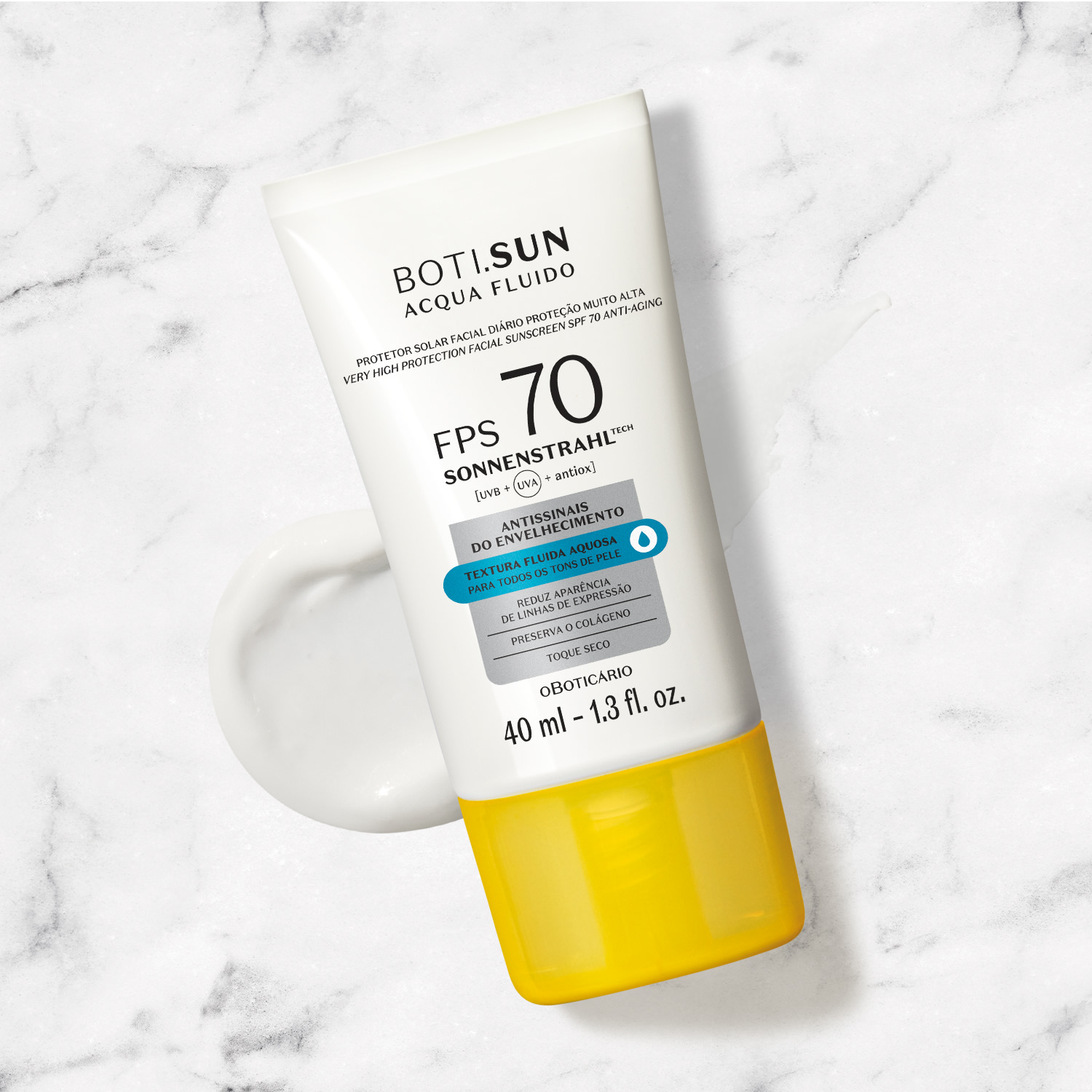 Protetor Solar Facial Antissinais FPS70 BOTI.SUN Acqua Fluido 40ml