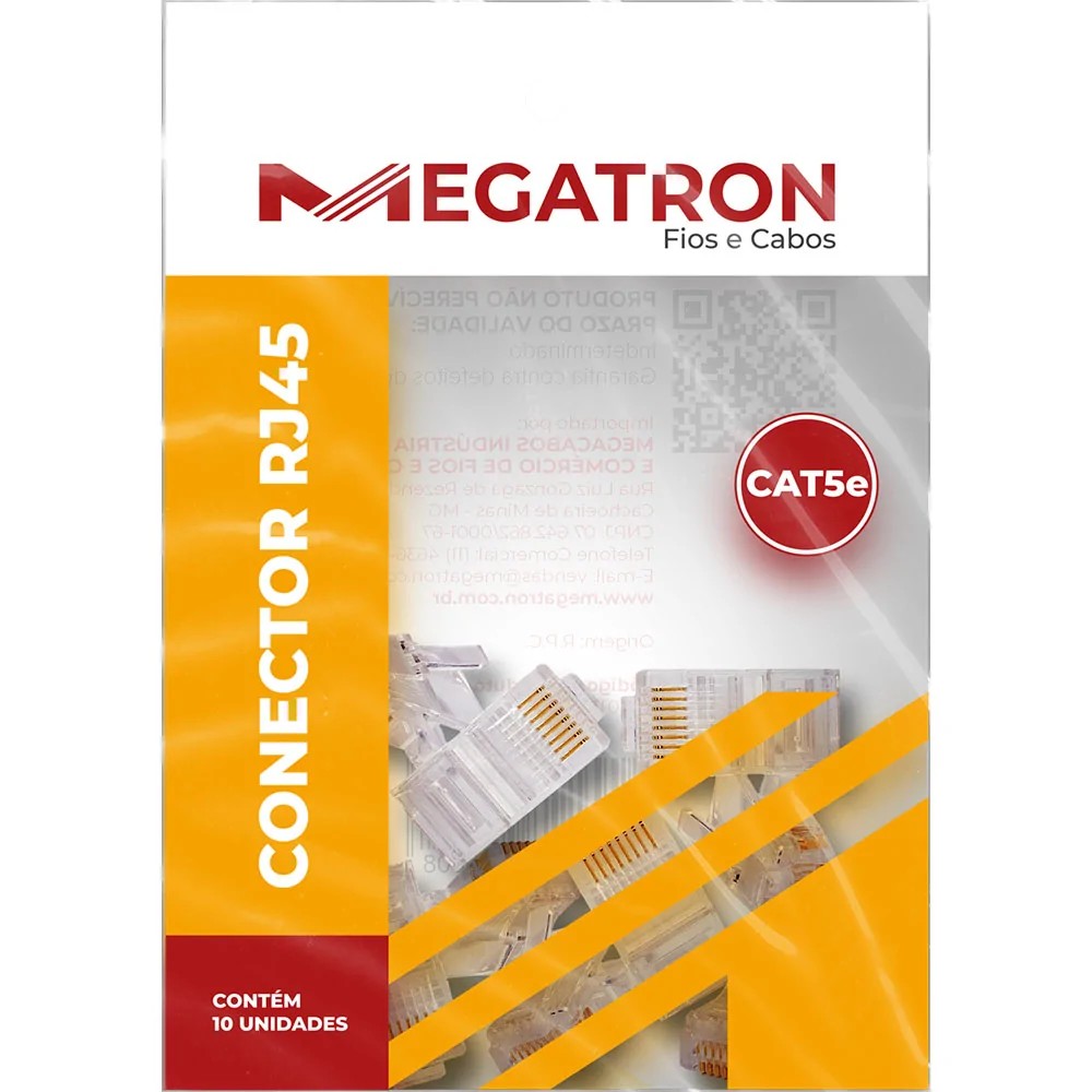 Conector RJ45 Megatron Macho 8 x 8 Cat.5e Pack 10 Unidades 900