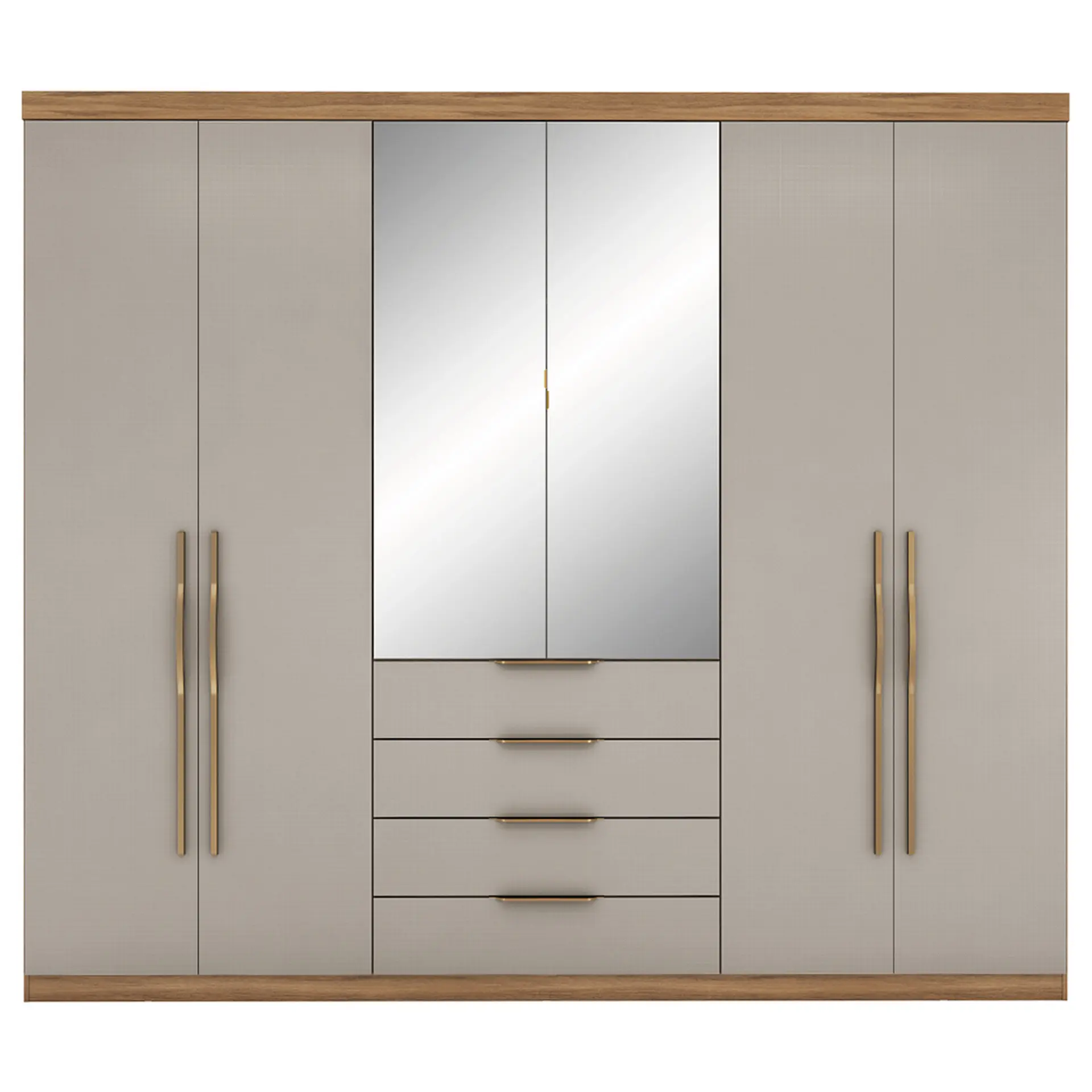 Guarda-Roupa Casal 6 Portas 4 Gavetas Giardino Demóbile Roupeiro - Amendola/Nude Prime TX