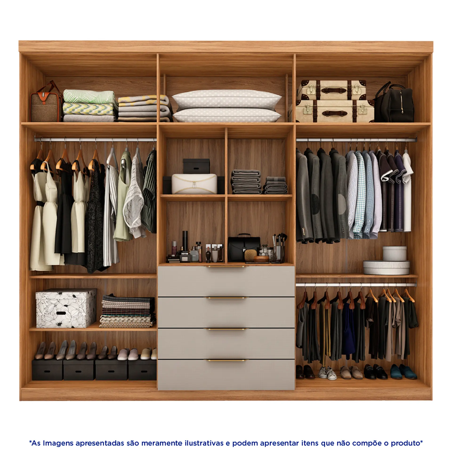 Guarda-Roupa Casal 6 Portas 4 Gavetas Giardino Demóbile Roupeiro - Amendola/Nude Prime TX