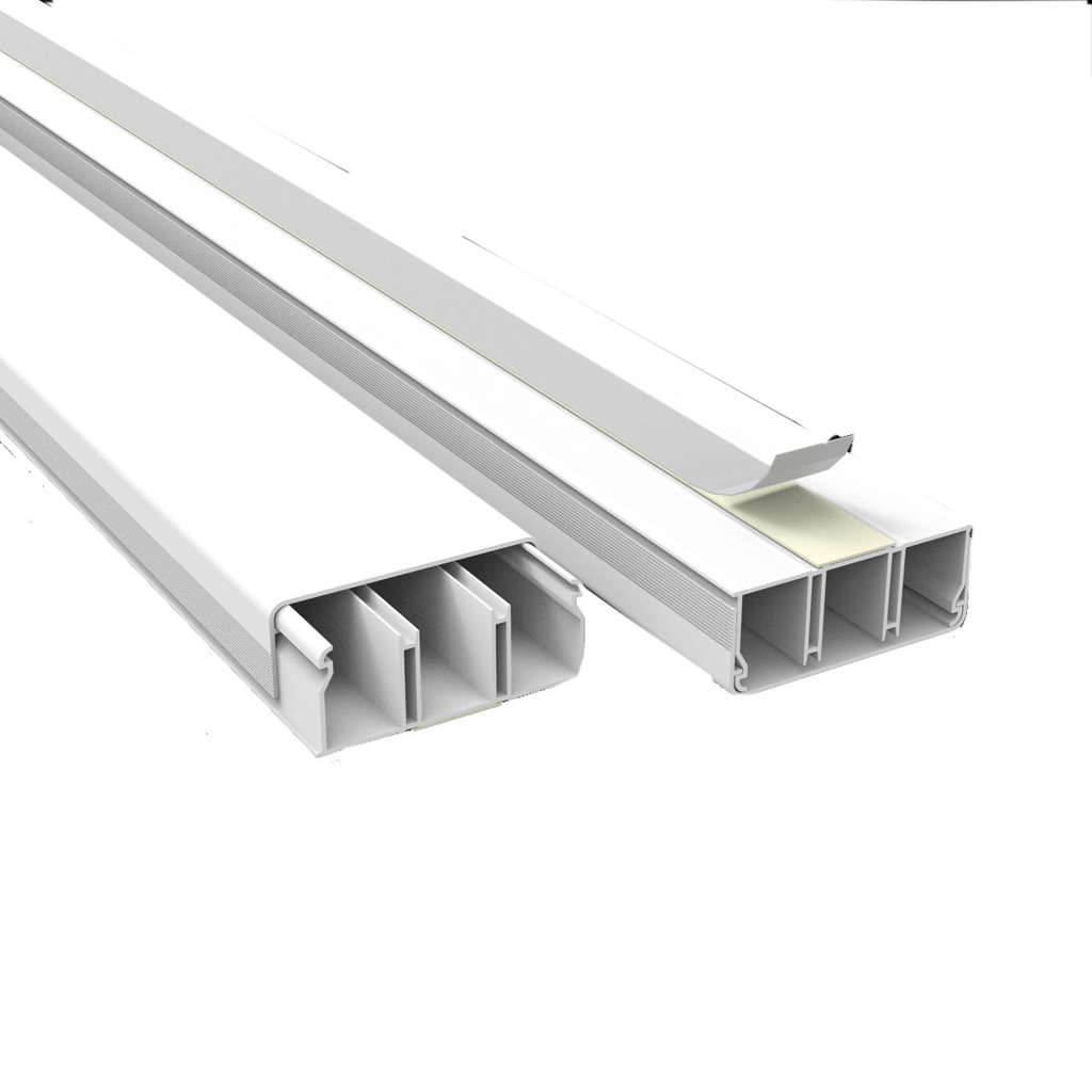 Canaleta Fechada Enerbras Barra 2 Metros 50x20mm Branco com Divisão e Fita Dupla Face - 363/2-EF - Vendido Unitário