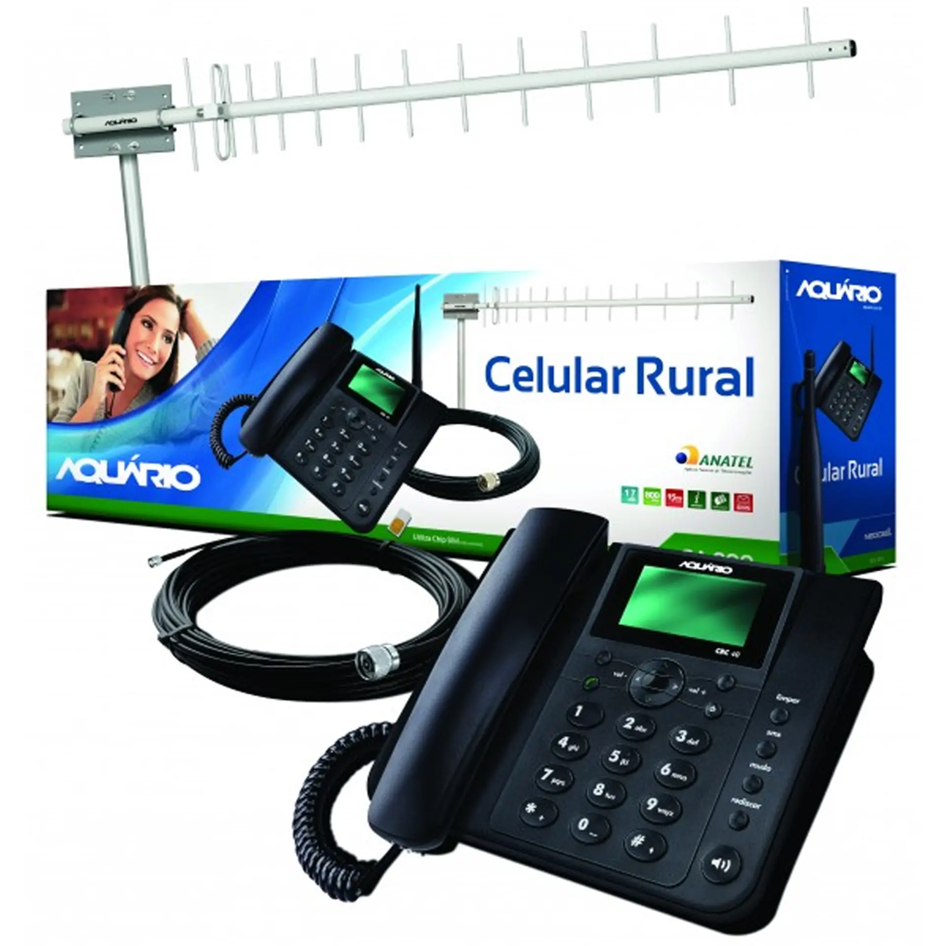 Telefone Celular Rural Aquário CA 801 Single Chip GPRS com Viva-Voz - Preto