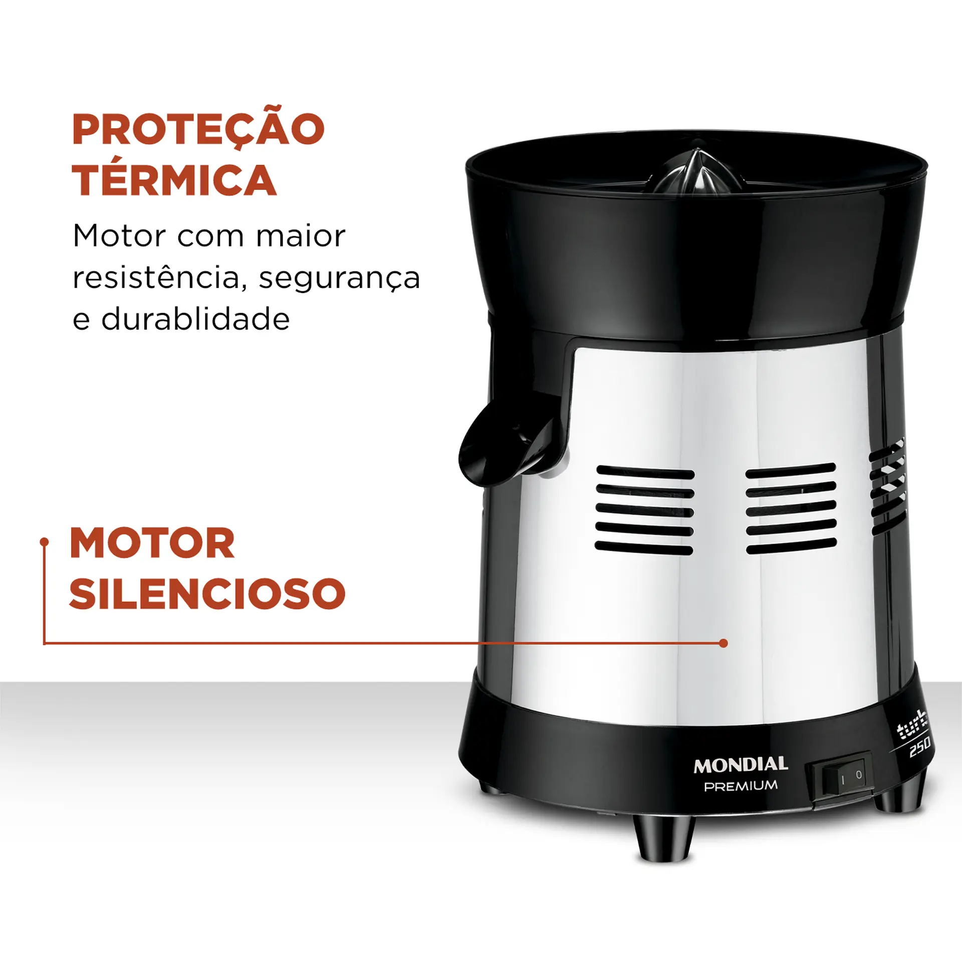 Espremedor de Frutas Mondial Premium Turbo E-10 1L 250W - Inox/Preto - Bivolt