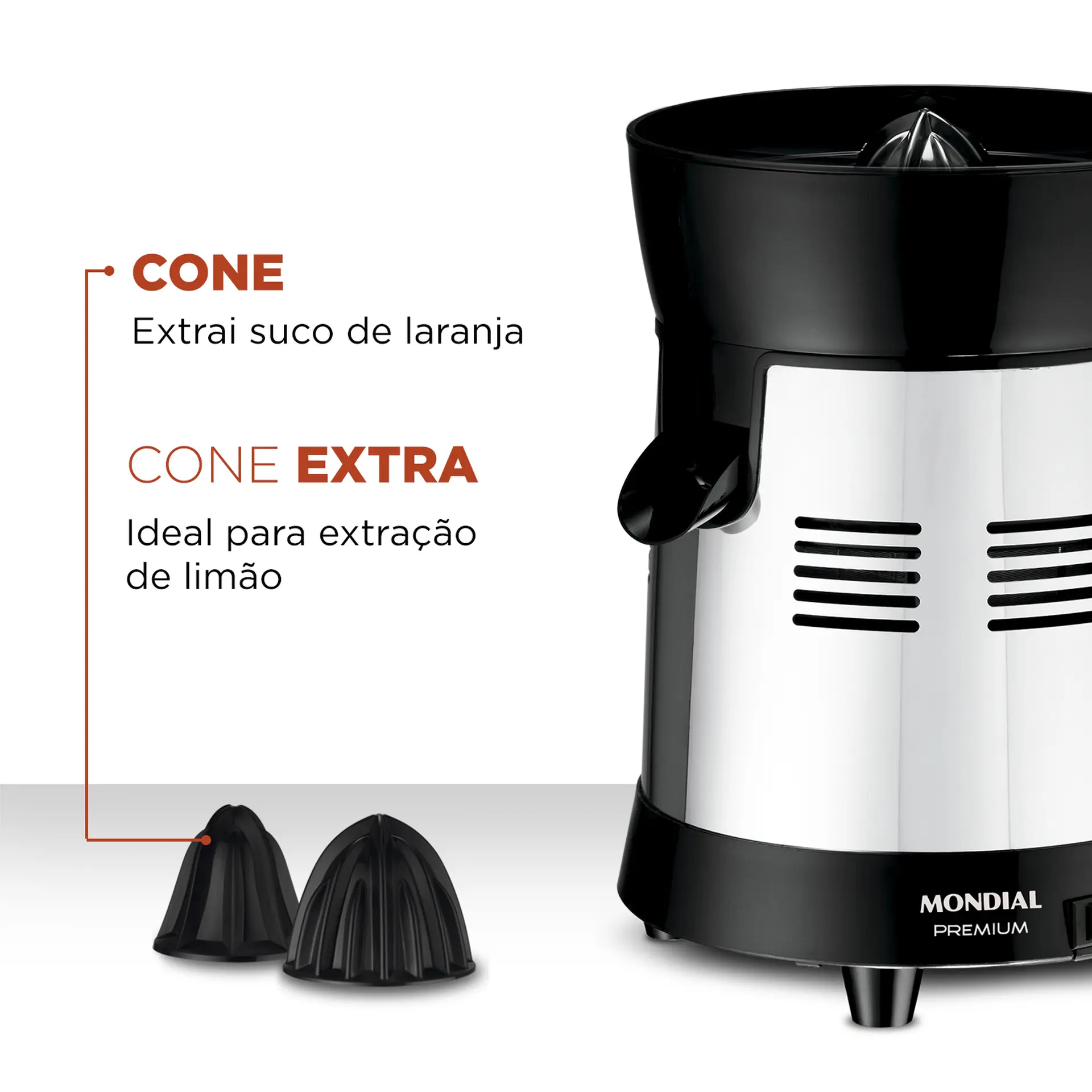 Espremedor de Frutas Mondial Premium Turbo E-10 1L 250W - Inox/Preto - Bivolt