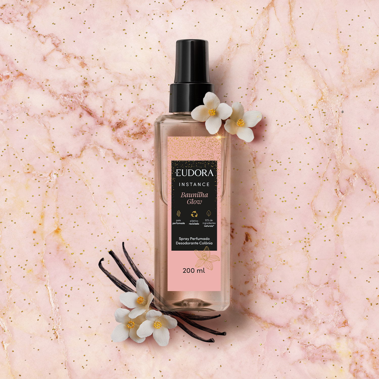 Spray Perfumado Desodorante Colônia Instance Baunilha Glow 200ml